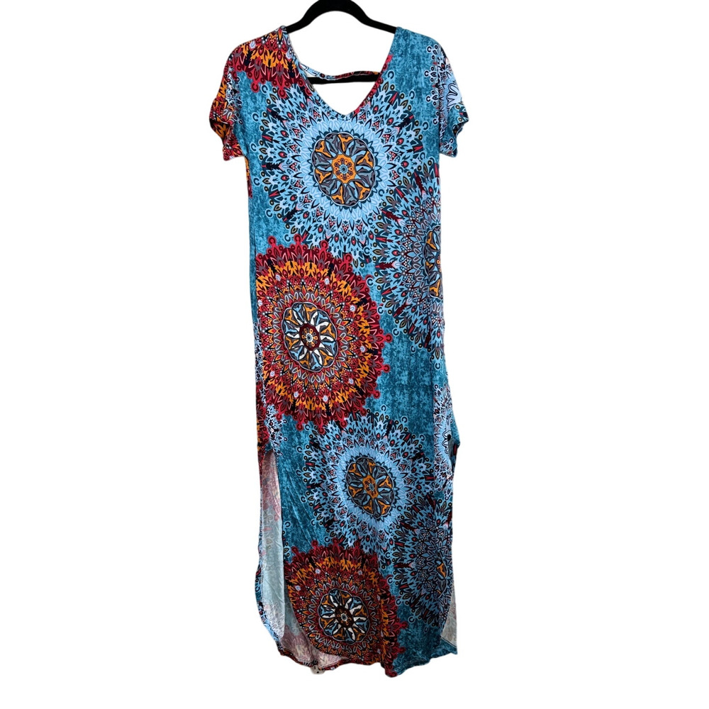 NWT Women's Casual Loose Pocket Long Dress Short Sleeve Split Maxi Dress XS